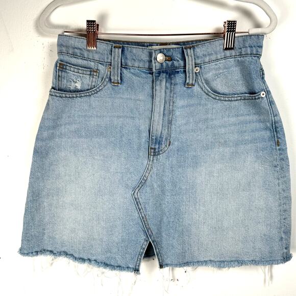 Madewell Dresses & Skirts - Madewell Women's Blue Rigid Denim A-Line Cut Out Edition Mini Skirt Size 27